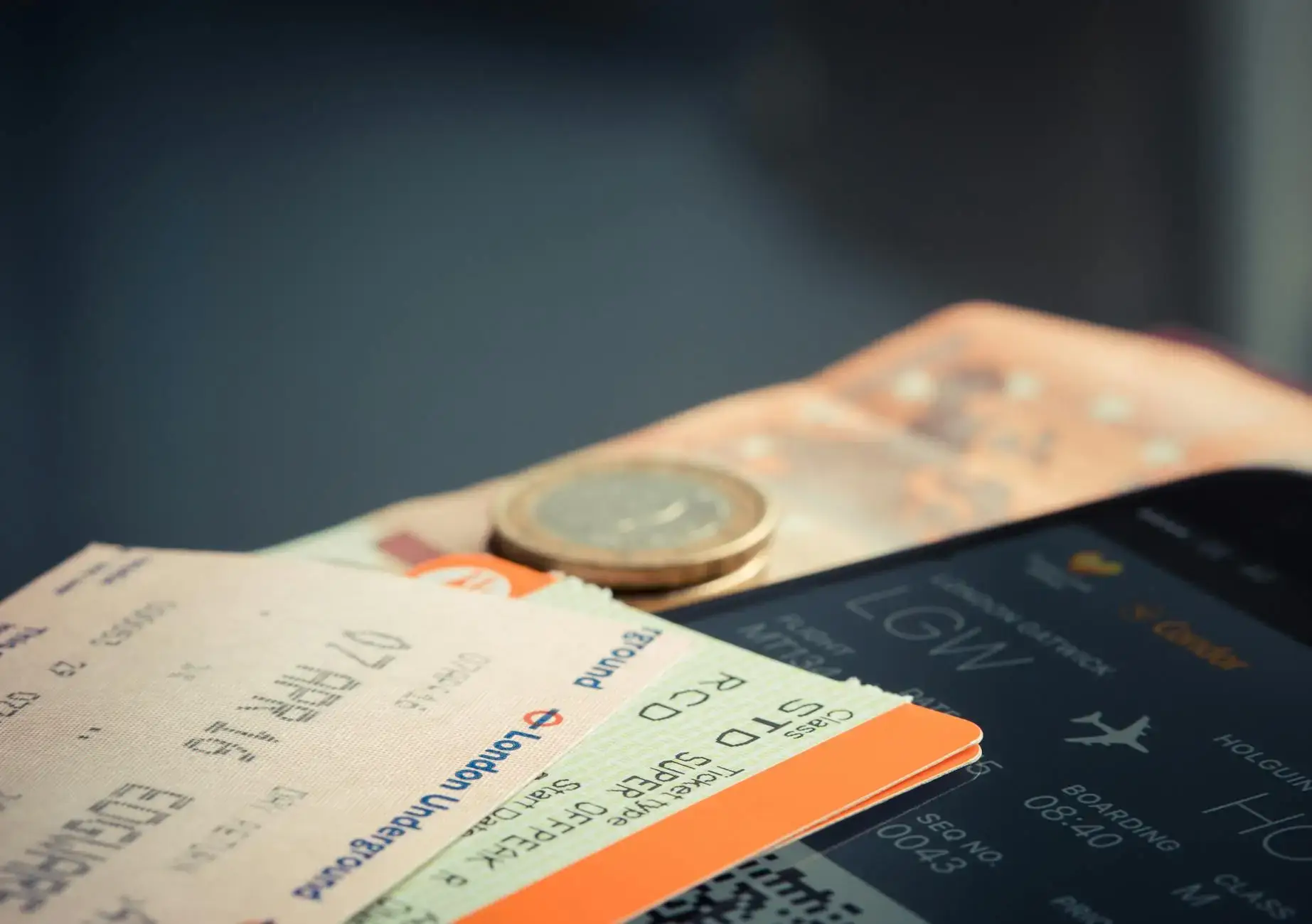 orange and green label airplane ticket